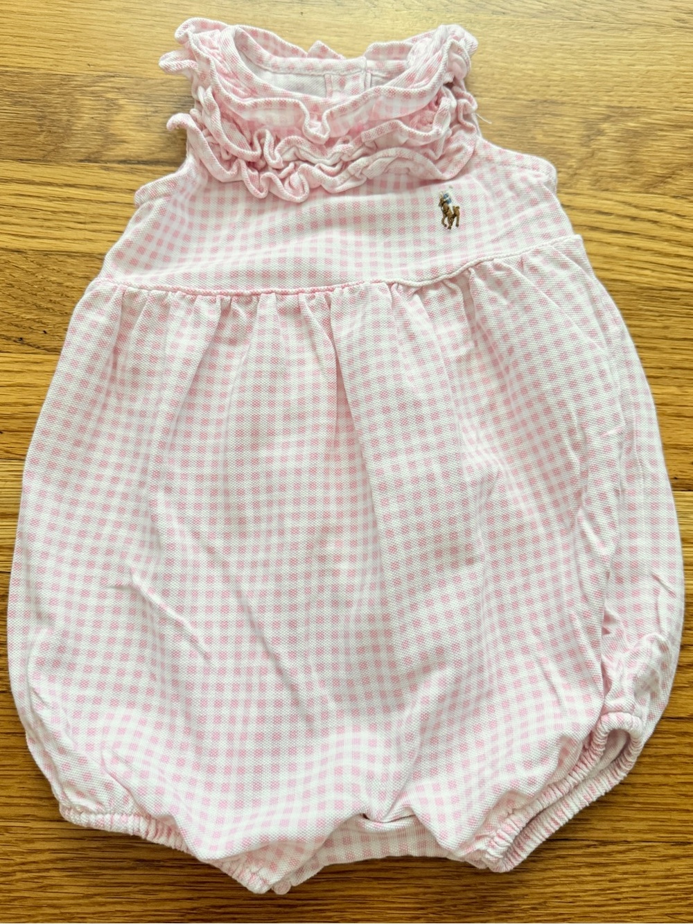Ralph Lauren pink gingham bubble romper 9 months